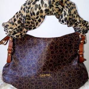 Calvin Klein bag with leopard print scarf